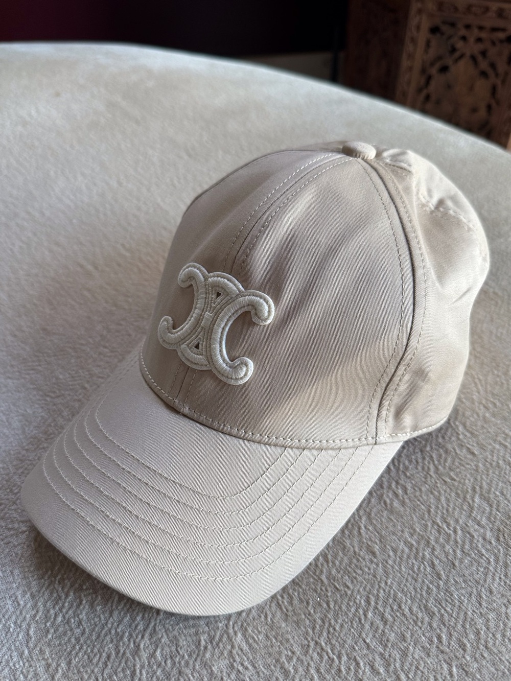 Fashion Beige / Khaki Baseball Cap Hat with Embroidered Logo - Picture 6 of 6